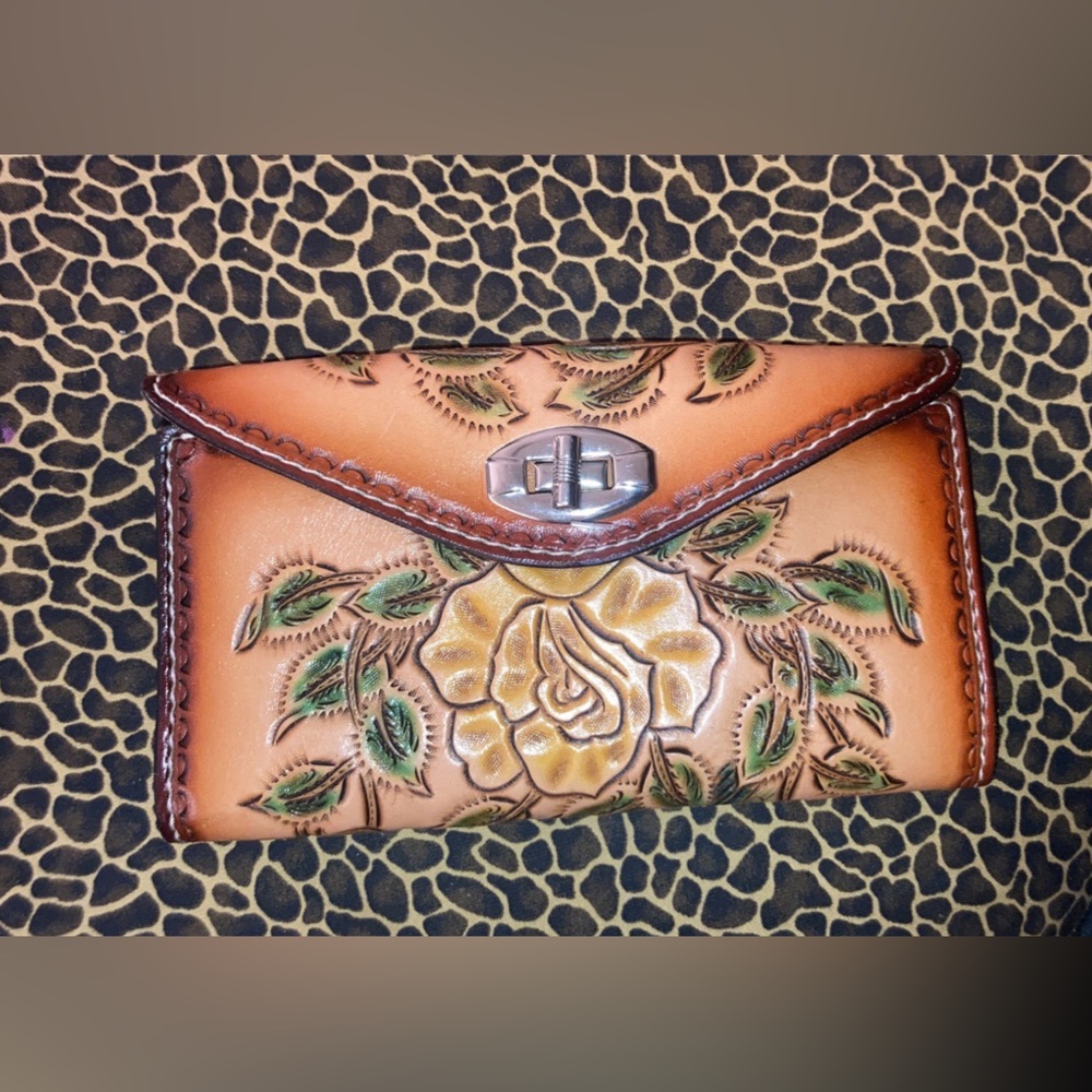 Engraved leather wallet, homemade